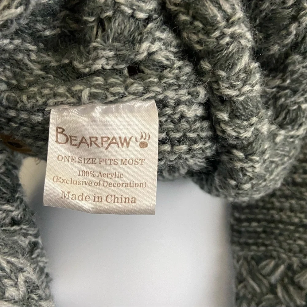 BearPaw Heather Grey Mixed Stitched Infinity Wrap Scarf